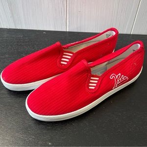 Girls youth vintage 1990s 90’s Keds cherry red slip on loafers size‎ 13